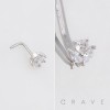 HEART FLOWER MARQUISE PETAL 316L SURGICAL STEEL L-SHAPE NOSE RING